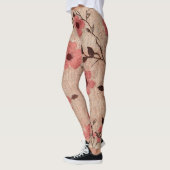 Rustikale Rosa Blumenleinwand-Muster (4) Leggings (Links)
