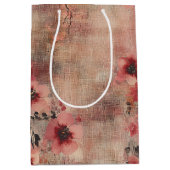 Rustikale Rosa Blumenleinwand-Muster (6) Mittlere Geschenktüte (Vorderseite)