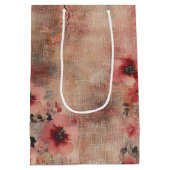 Rustikale Rosa Blumenleinwand-Muster (6) Mittlere Geschenktüte (Rückseite)