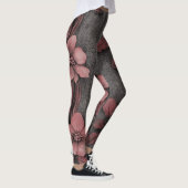 Rustikale Rosa Blumenleinwand-Muster (8) Leggings (Rechts)