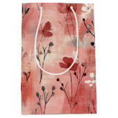 Rustikale Rosa Blumenleinwand-Muster (9) Mittlere Geschenktüte (Vorderseite)
