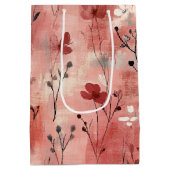 Rustikale Rosa Blumenleinwand-Muster (9) Mittlere Geschenktüte (Rückseite)