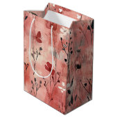 Rustikale Rosa Blumenleinwand-Muster (9) Mittlere Geschenktüte (Rückseite Schrägansicht)