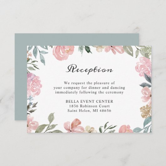 Rustikale, rosa Blumenzunge Rezeption Details Begleitkarte (Vorne/Hinten)