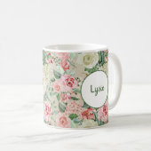 Rustikale rosa Creme Rose Moderne, florale Kaffeetasse (VorderseiteRechts)