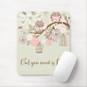 Rustikale rosa Eulen und Birdcages Mousepad (Mit Mouse)