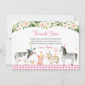 Rustikale rosa Farm Blumengeburt Dankeskarte (Vorderseite)
