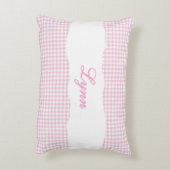 Rustikale rosa Gingham-Personalisierung Dekokissen (Rückseite(Vertikal))