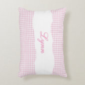 Rustikale rosa Gingham-Personalisierung Dekokissen (Vorderseite(Vertikal))