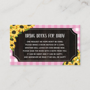 Rustikale Rosa Gingham & Sonnenblumen Bücher für B Begleitkarte