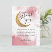 Rustikale Rosa Gold Moon Stars Kinderdusche Dankeskarte (Stehend Vorderseite)