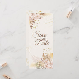 Rustikale Rosa & Goldene Blumen Boho Save-the-Date Einladung