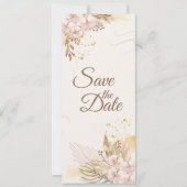 Rustikale Rosa & Goldene Blumen Boho Save-the-Date Einladung (Vorderseite)