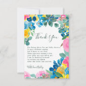 Rustikale, rosa grüne Sommerblütendusche Dankeskarte (Vorderseite)