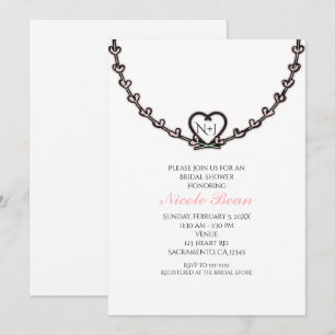 Rustikale rosa Herz Reben Brause Party Einladung