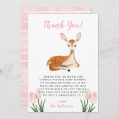 Rustikale Rosa Hirschdusche Dankeskarte (Vorne/Hinten)