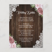 Rustikale Rosa Holzlasche mit Blumenmuster Begleitkarte (Vorderseite)