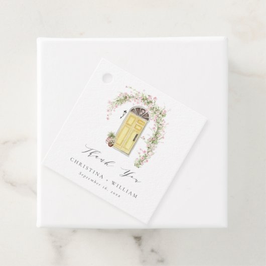 Rustikale Rosa Hütte Garden Wedding Geschenkanhänger (Beispiel)