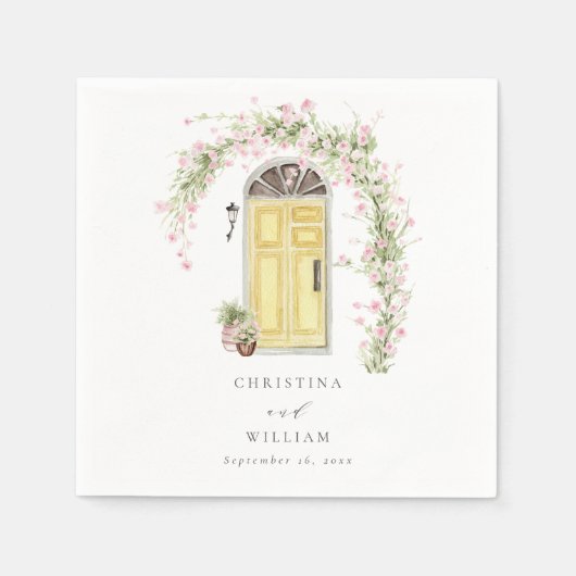 Rustikale Rosa Hütte Garden Wedding Serviette (Vorderseite)