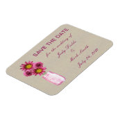 Rustikale rosa Mason-Glas-Anhänger mit Save-the-Da Magnet (Linke Seite)