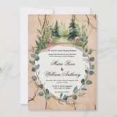 Rustikale Rosa-Minze-Eukalyptus-Wald-Blütenhochzei Einladung (Vorderseite)