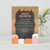 Rustikale Rosa Orange Pumpkin Baby Dusche Einladun Einladung (Stehend Vorderseite)
