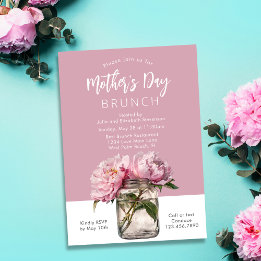 Rustikale rosa Peonies Skript Muttertag Brunch Einladung