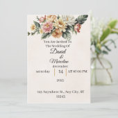 Rustikale Rosa Rose Gold 16 . Geburtstag Einladung (Stehend Vorderseite)