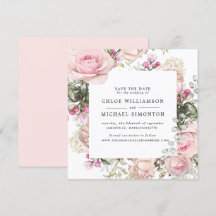 Rustikale rosa Rose Save the Date Karte