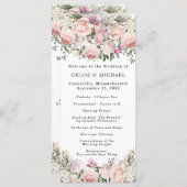 Rustikale Rosa RoseFloral Wedding Programm (Vorne/Hinten)