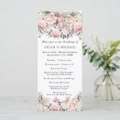 Rustikale Rosa RoseFloral Wedding Programm (Stehend Vorderseite)