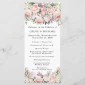 Rustikale Rosa RoseFloral Wedding Programm (Vorderseite)