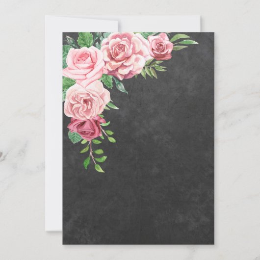 Rustikale rosa Roses Monogram Chalkboard Wedding Einladung (Rückseite)