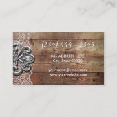 Rustikale rosa Spitze-Shabby Chic-Geschäfts-Karten Visitenkarte (Rückseite)