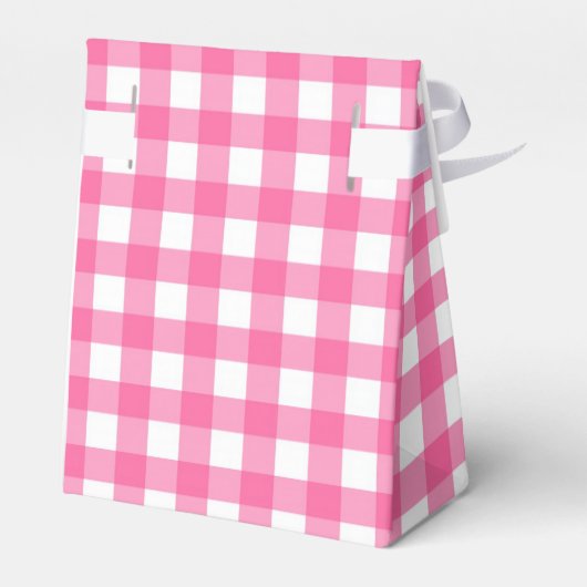 Rustikale Rosa und Karierte Gingham-Hochzeitsfeier Geschenkschachtel (Rückseite)