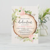 Rustikale Rosa-Weiß-Waldweide-Widmung Einladung (Stehend Vorderseite)