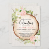 Rustikale Rosa-Weiß-Waldweide-Widmung Einladung (Vorne/Hinten)