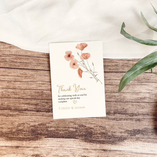 Rustikale Rosa Wildblume Hochzeit Dankeskarte