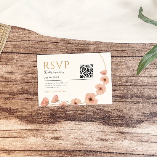Rustikale Rosa Wildblume Hochzeit RSVP Karte