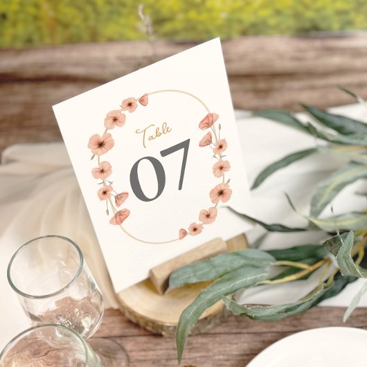 Rustikale Rosa Wildblume Hochzeiten Tischnummern