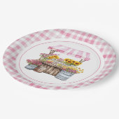 Rustikale Rosa Wildblume Sonnenblumen Bauer Markt Pappteller (Schrägansicht)