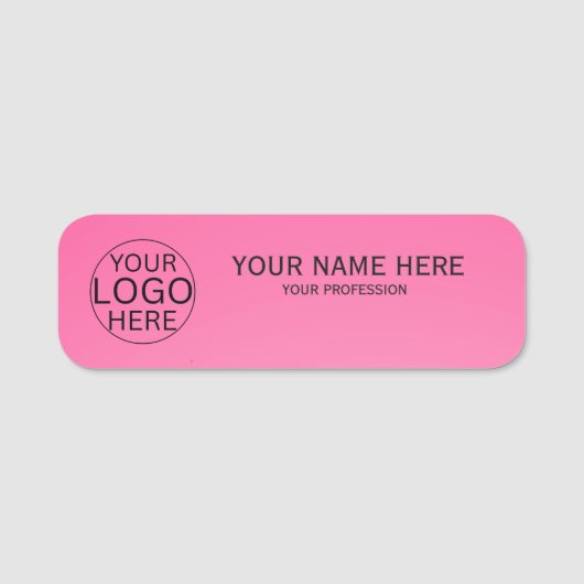 Rustikale Rosafarben-Rosen-Logo Mitarbeiter Namensschild (Vorderseite)