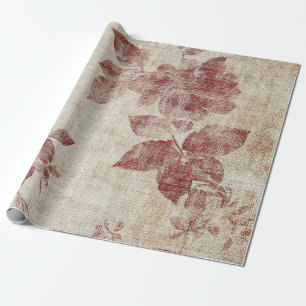 Rustikale rosafarbene Blumenleinwand-Musterung (1) Geschenkpapier