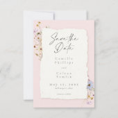 Rustikale Rosarote Romantische Wildblumen-Hochzeit Save The Date (Vorderseite)