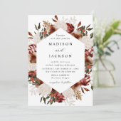 Rustikale Rose aus Burgund und Elfenbeinküste lade Einladung (Stehend Vorderseite)