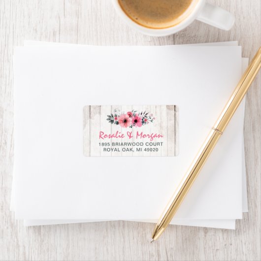 Rustikale Rose aus Holz Adressaufkleber (Insitu)