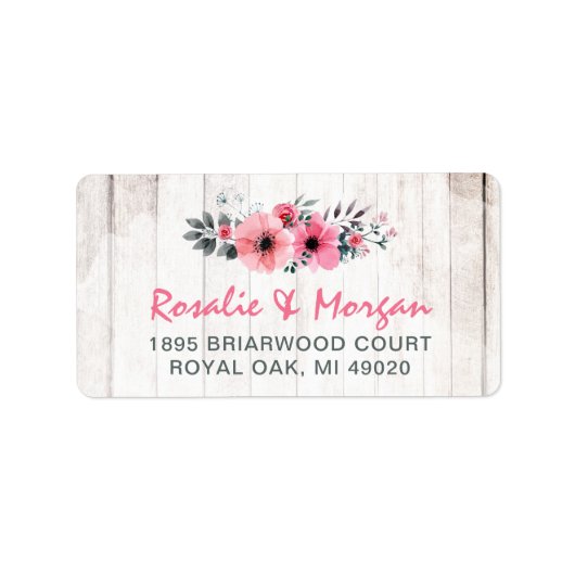 Rustikale Rose aus Holz Adressaufkleber (Vorne)