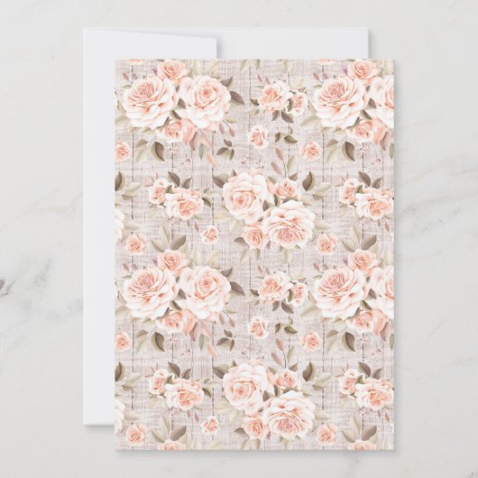 Rustikale Rose aus Holz und Shabby Chic Blumenspül Einladung (Rückseite)