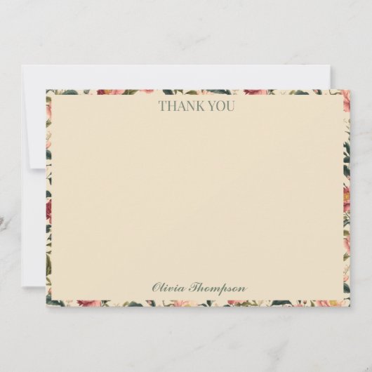 Rustikale Rose Beige Blume Brautparty Custom Dankeskarte (Vorderseite)