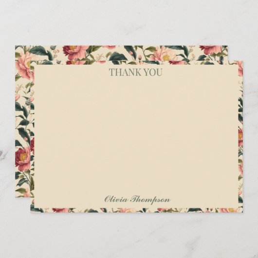 Rustikale Rose Beige Blume Brautparty Custom Dankeskarte (Vorne/Hinten)